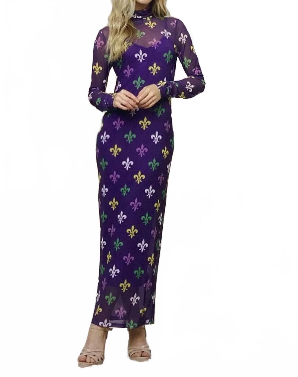 NEW TRENDSI mardi gras maxi dress in purple